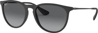 Ray-Ban Zwarte Rubberen Zonnebril Grijze Schaduw Erika - Dames - Zonnebrillen - Zwart - 54 MM - Accessoires