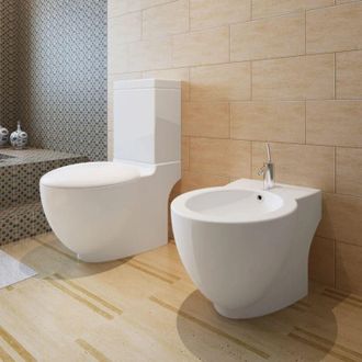 vidaXL Vidaxl - Juego De V&aacute;ter Wc Y Bid&eacute; De Cer&aacute;mica Blanca