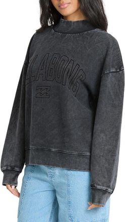 Billabong Sun Washed Mock Neck Graphic Sweatshirt in Black Sands at Nordstrom, Size X-Small