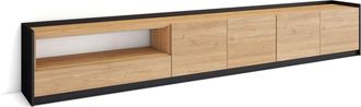 Skraut Home Skraut Home - Mueble Tv, Televisi&oacute;n, 310x37x50cm, Para Tv Hasta 80, Roble Y Negro