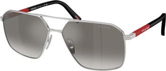 Prada Zonnebril - Heren - Zonnebrillen - Grijs - 60 MM - Accessoires