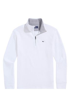 Vineyard Vines Saltwater Quater Zip Pullover in White Cap at Nordstrom, Size Xx-Large