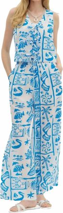Entro Resort Pattern Pull On Pants In Blue