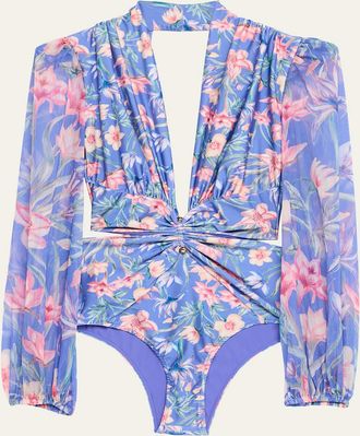 PatBo Amaryllis Long-Sleeve One-Piece Swimsuit