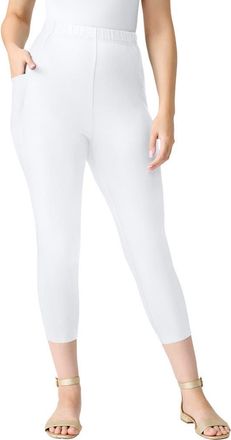 Roaman's Side-Pocket Essential Capri Legging in White at Nordstrom, Size 36