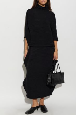 Pleats Please Issey Miyake Pleated Turtleneck Top, Womens, Black