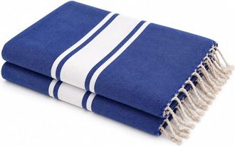 Febronie Juego de 2 foutas algod&oacute;n 100x200 azul griego