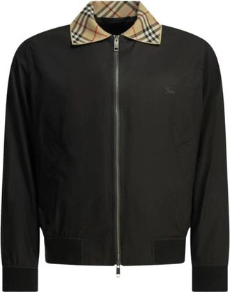 Burberry Icon Stripe Kraag Bomberjack - Heren - Bomber jackets - Zwart - L - Katoen - Jassen
