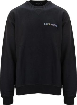 Dsquared2 Heren Pullover Sweatshirt Multicolor Print - Heren - Sweatshirts - Zwart - M - Katoen - Hoodies & sweatvesten