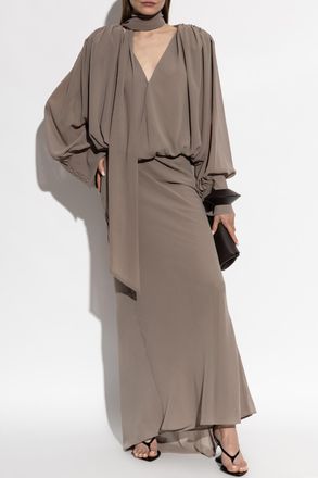 Rotate Dress With A Detachable Shawl, Womens, Brown
