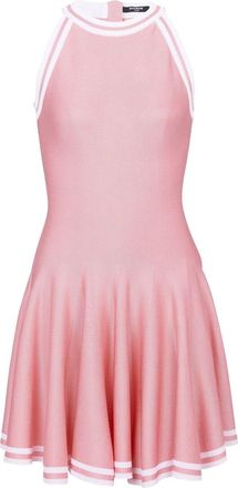 Balmain contrast-knit sleeveless skater dress - women - Viscose - 38 - Pink