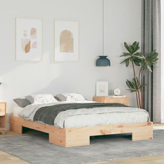 Berkfield Home Floor Bed Frame with Storage Brown 120 x 190 cm Solid pine wood
