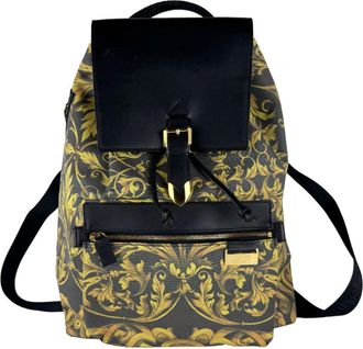 Versace Black Gold Pvc Backpack (Pre-Owned)