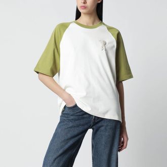 Ami White/matcha Ami De Coeur T-shirt