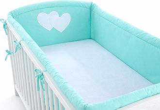 OEM Protector De Cuna Universal Xxl Para Barrotes - Corazones Menta
