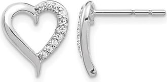 Diamond2Deal 14k Gold 1/10 Ct Lab Grown Diamond Heart Stud Earrings