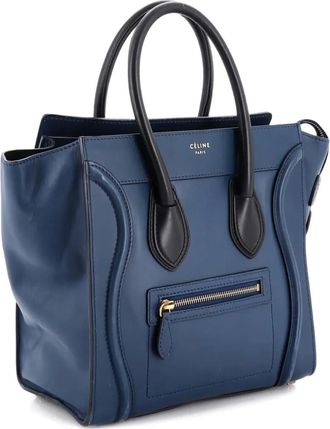 Celine Borsa tote Luggage micro bicolore in pelle - Nero