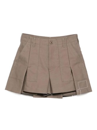 sacai pleated skorts - women - Cupro/Cotton - 2 - Brown