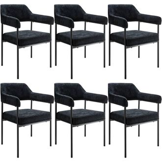 TecTake Armchair Doe Set Of 6 - Woven Fabric Black/Black in Black | Size: 6 Pack