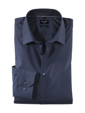 Olymp Men Shirt Long Sleeve No. Six,Plain,Slim Fit,Classic,Marine 18,36