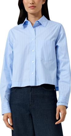 s.Oliver Black Label Hemdbluse S.OLIVER BLACK LABEL, Damen, Gr. 38, blau, Web, Obermaterial: 69% Baumwolle, 26% Polyamid, 5% Elasthan, unifarben, regular fit normal, Mansc