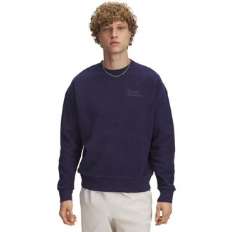 Under Armour Heren-sweatshirt van badstof met drop-schouder en opdruk (Blauw)