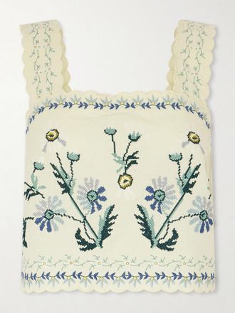 Sea New York Top In Misto Cotone E Lino Ricamato Smerlato Audra - Giallo