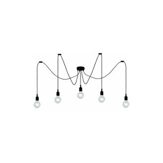 OEM Plafonnier Suspendu - 5 Luces E27 - Cable Ajustable 1,5 M - Acero Negro