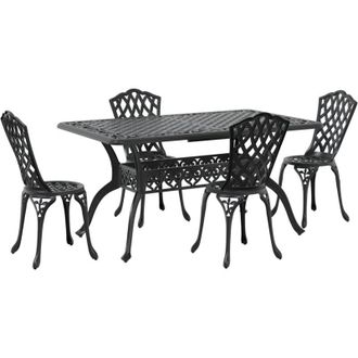 vidaXL Juego De Comedor De Jard&iacute;n De 5 Piezas En Aluminio Fundido Negro Vidaxl