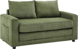 Vente-Unique Sof&aacute; cama de 2 plazas de pana verde caqui MIRTO