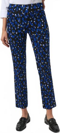 Joseph Ribkoff Geometric Print Pull-On Straight Leg Pants In Black/royal