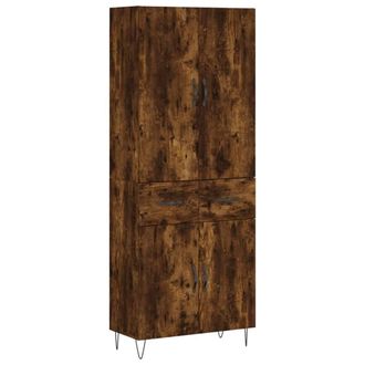 Berkfield Home Highboard Smoked Oak 69.5x34x180 cm Engineered Wood in Brown