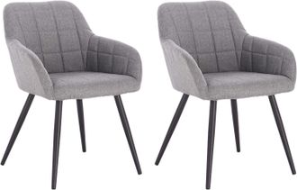 Woltu Woltu - 2 X Sillas De Comedor Nordicas Estilo Vintage Juego De 2 Silla De Cocina Silla Tapizada Con Reposabrazos Tapizadas Lino Estructura De Metal Gr