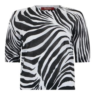 Max Mara Round-neck Knitwear, female, Multicolor, Size: XL Mstago Short-sleeve Round-neck Knit