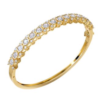 Diamond2Deal 18k Vermeil Plated Silver 3.5 ct Round Lab Grown Diamond Bangle Bracelet 7
