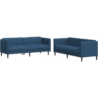 vidaXL Juego De Sof&aacute;s 2 Piezas Tela Azul Vidaxl