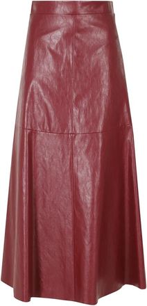Federica Tosi Midi Rokken - Dames - Leren & Su&egrave;de rokken - Rood - XS - Leer - Rokken