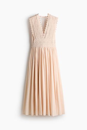 H&M Kleid mit Spitzenoberteil - Hellbeige