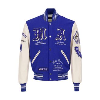 Amiri Dream Team Varsity Jacket - Heren - Bomber jackets - Blauw - XL - Wol - Jassen