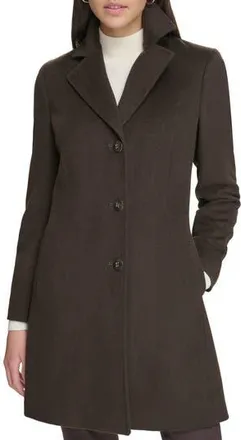 Calvin Klein Notch Wool Blend Coat in Chocolate at Nordstrom Rack, Size 10