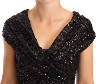 Dolce & Gabbana Black Sequined Open Shoulder Long Gown Womens Dress