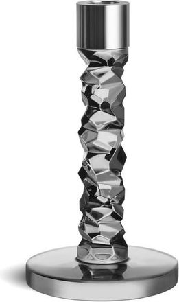Orrefors Carat Small Crystal & Stainless Steel Candlestick in Charcoal at Nordstrom