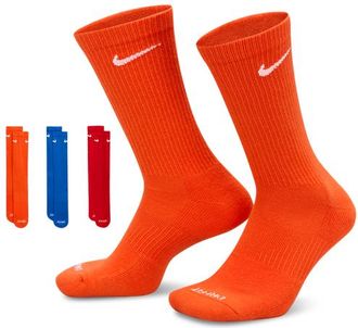 Nike Mens 3 Pack Dri-FIT Plus Crew Socks - Orange/Blue/Red