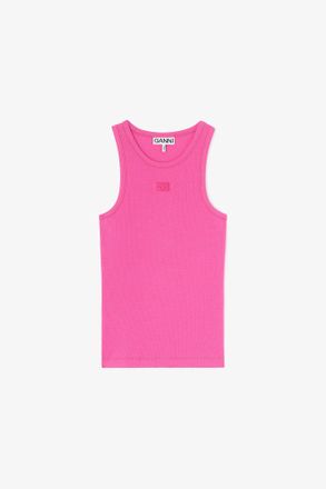Ganni Pink Tank Top in - Size L Organic Cotton