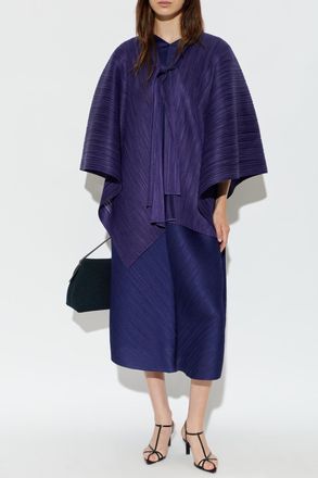 Pleats Please Issey Miyake Pleated Poncho, Womens, Purple