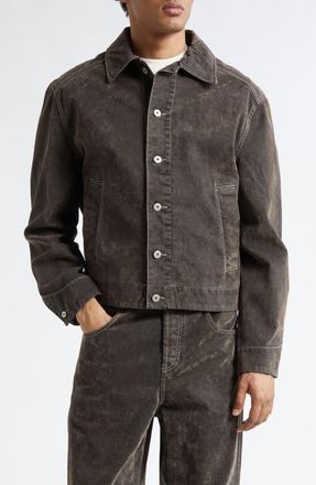 Jacquemus La Vest Mirada de N&icirc;mes Denim Jacket in Khaki at Nordstrom, Size 40 Us