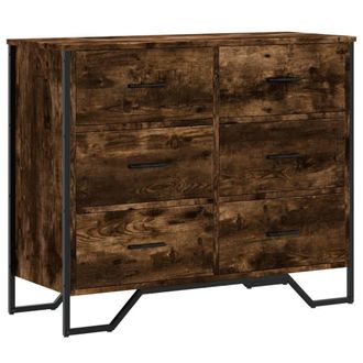 Berkfield Home Chest of Drawers Smoked Oak 91x35.5x74.5 cm Engineered wood in Brown