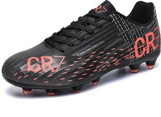 Generic Mens Spike Lawn Low Top Breathable Fashion Football Shoes, Spikes -- Black., 6.5 UK