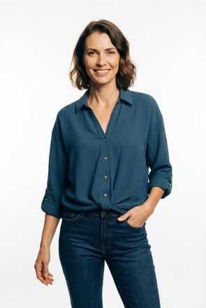 Vero Moda Hemdbluse VERO MODA VMIZZY LS DETAIL SHIRT WVN BTQ GA, Damen, Gr. XS, schwarz denim, Obermaterial: 100% Polyester, unifarben, regular fit, Blusen Hemd