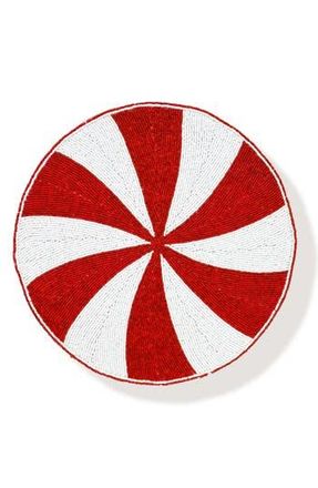 Tiramisu Peppermint Swirl Beaded Placemat in Red/White at Nordstrom Rack